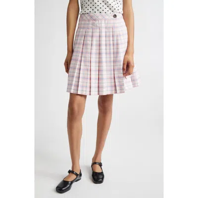 Sandy Liang Astra Plaid Pleated Skort In Brown