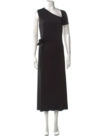 Pre-owned Sandy Liang Asymmetrical Long Dress In Black