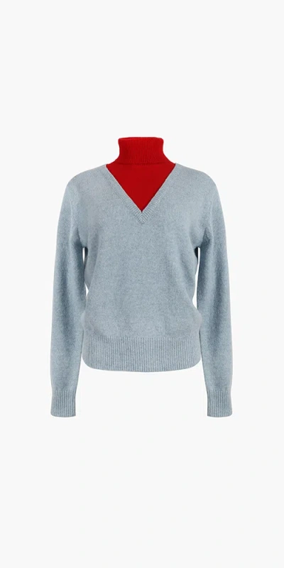 Sandy Liang Bamboo Sweater Light Blue In Gray