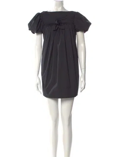 Pre-owned Sandy Liang Bateau Neckline Mini Dress In Black