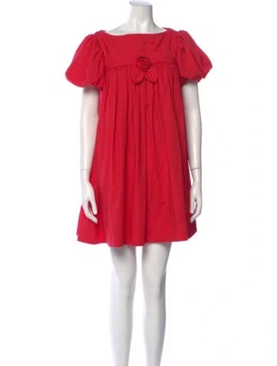 Pre-owned Sandy Liang Bateau Neckline Mini Dress In Red