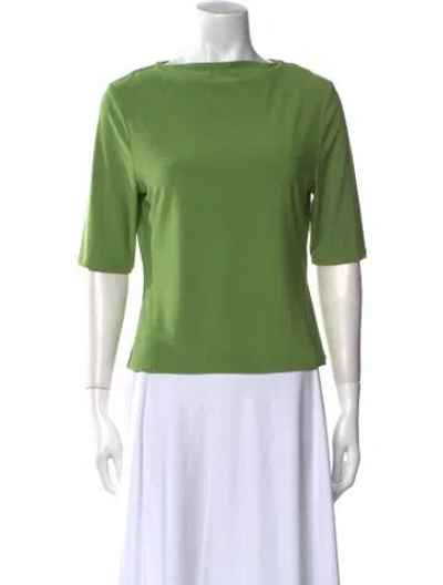 Pre-owned Sandy Liang Bateau Neckline Three-quarter Sleeve Top In Green