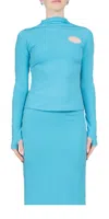 Sandy Liang Bella Top In Turquoise In Blue