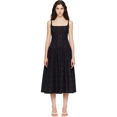 Sandy Liang Black Cricket Midi Dress