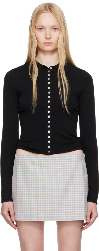 Sandy Liang Black Fiction Cardigan