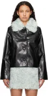 SANDY LIANG BLACK MARU FAUX-LEATHER JACKET