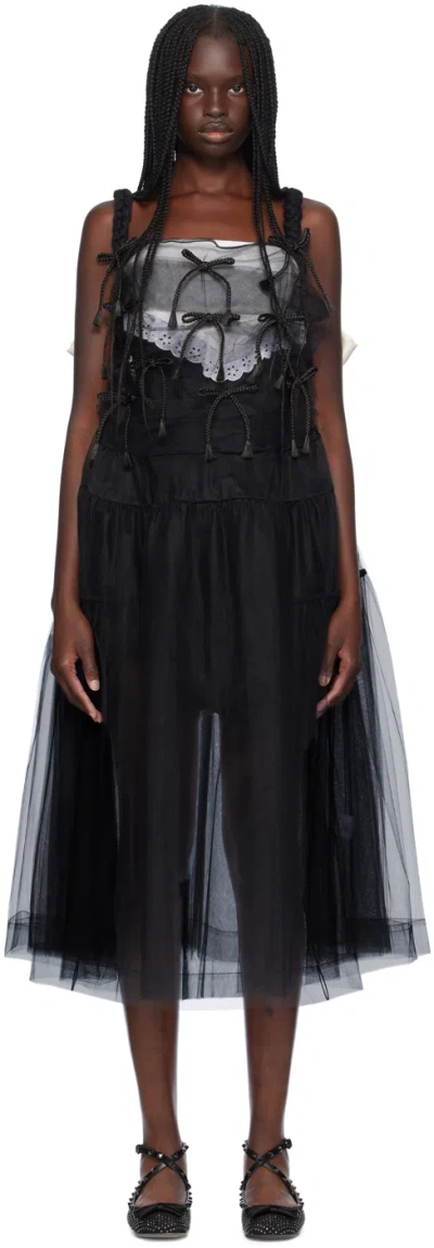 Sandy Liang Black Monchi Midi Dress In 001 Black