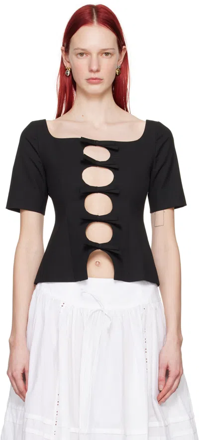 Sandy Liang Black Sorrel Blouse In 001 Black