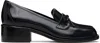 Sandy Liang Black Spazzolato Leather Loafers In Black