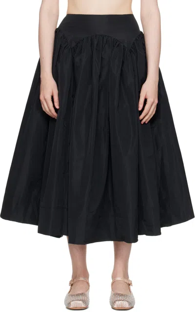 Sandy Liang Black Torcello Midi Skirt