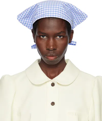 Sandy Liang Blue & White Acute Bandana Headband In Blue Multi