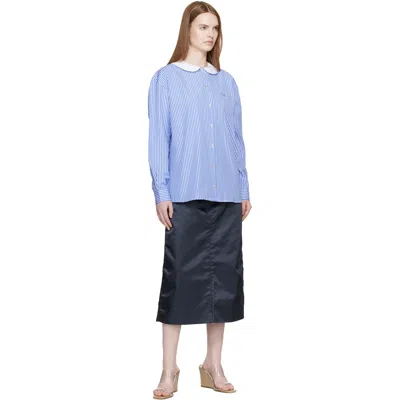 Sandy Liang Blue And White Contessa Shirt In Purple