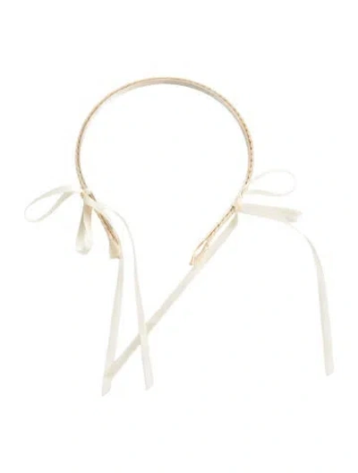 Pre-owned Sandy Liang Bow Accent Headband In Neutrals