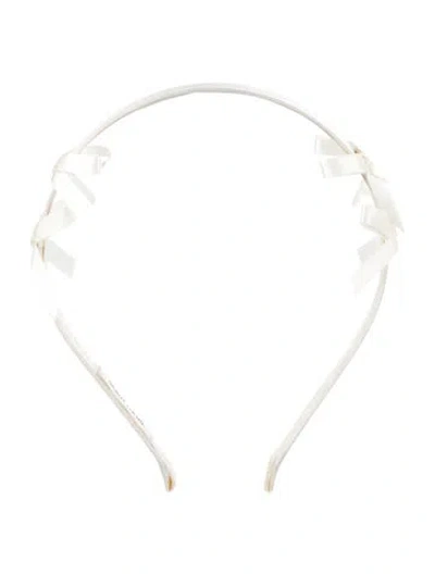Pre-owned Sandy Liang Bow Accent Headband In White