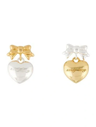 Pre-owned Sandy Liang Bow & Heart Ballerina Drop Earrings In Multicolor