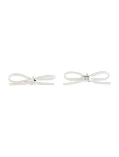 Pre-owned Sandy Liang Bow Stud Earrings In White