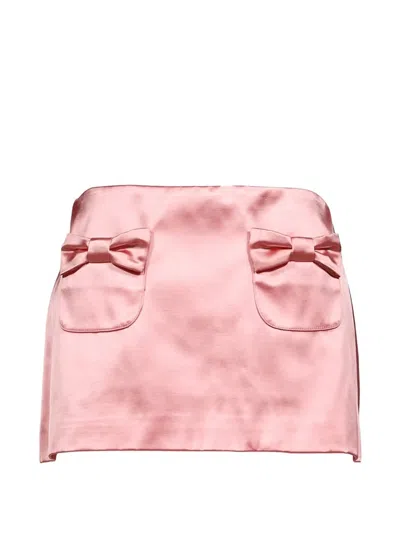 Sandy Liang Bow-embellished Satin Skirt In Pink