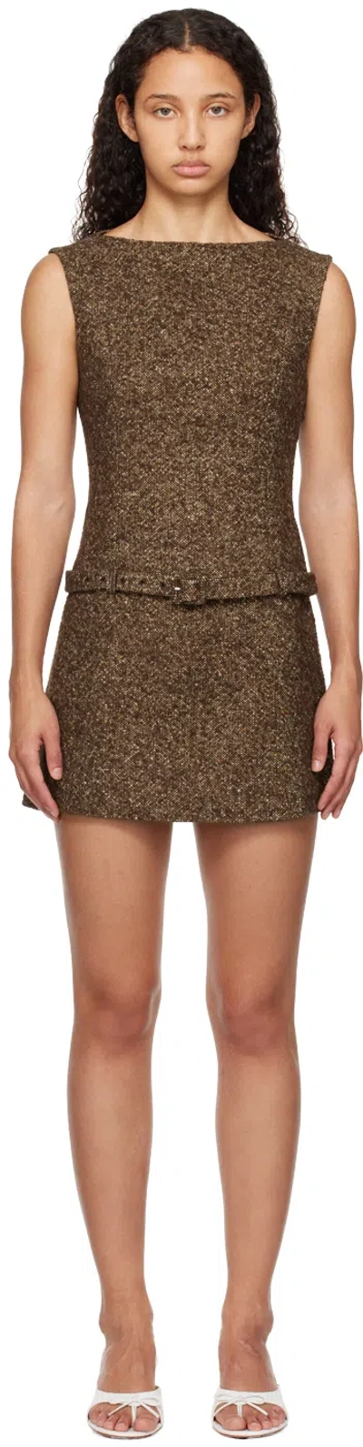 Sandy Liang Brown Itsy Minidress In Dark Brown