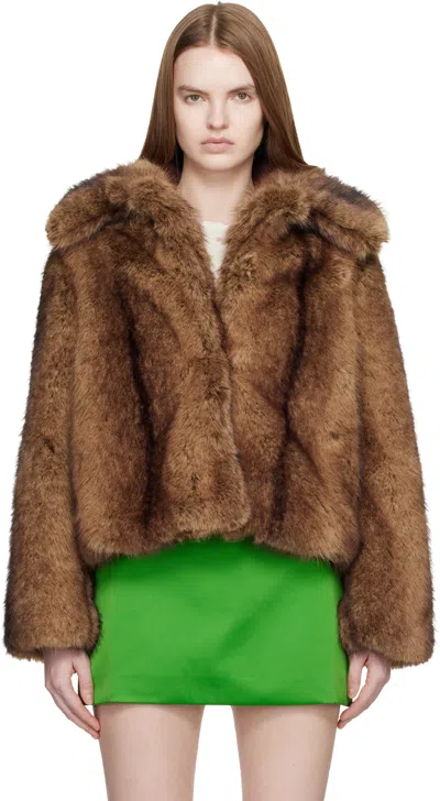 Sandy Liang Brown Kensington Faux-fur Jacket