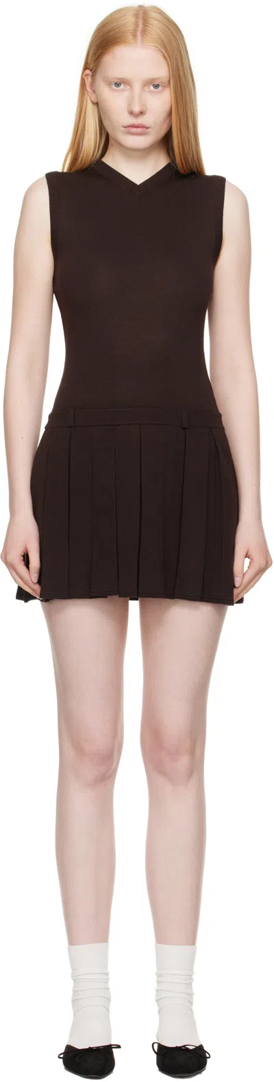 Sandy Liang Brown Millie Minidress