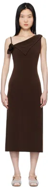 Sandy Liang Brown Otter Maxi Dress In Dark Brown