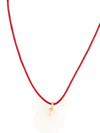 Pre-owned Sandy Liang Bunny Pendant Necklace, 17.5" In Red