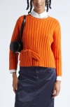 Sandy Liang Carlow Rib Wool Blend Sweater In Orange