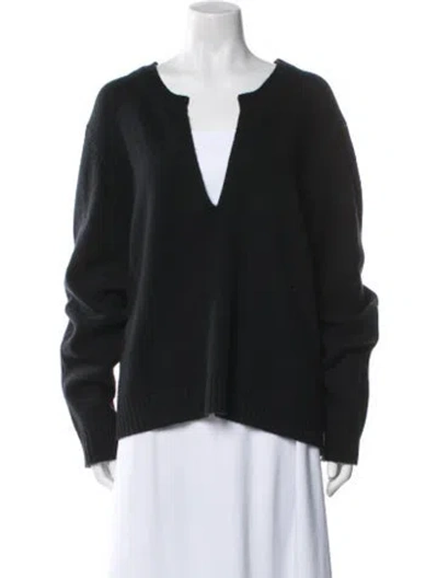 Pre-owned Sandy Liang Cashmere V-neck Sweater In Black