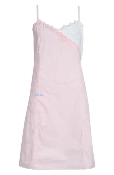 Sandy Liang Chamomile Lace Trim Cotton Poplin & Eyelet Slipdress In Pink