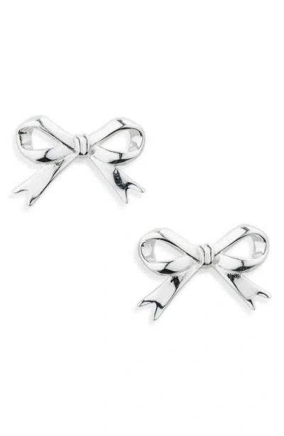 Sandy Liang Cinta Bow Stud Earrings In Metallic