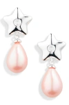 Sandy Liang Cloverdale 2.0 Pearl Drop Earrings In Silver