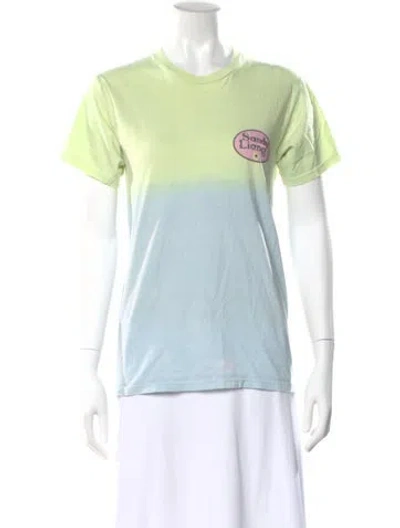 Pre-owned Sandy Liang Colorblock Pattern Crew Neck T-shirt In Blue