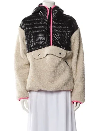 Pre-owned Sandy Liang Colorblock Pattern Faux Fur Jacket In Black