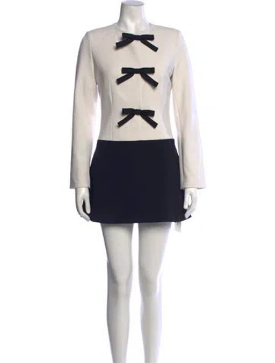Pre-owned Sandy Liang Colorblock Pattern Mini Dress In Black