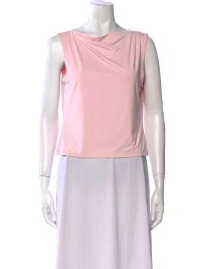 Pre-owned Sandy Liang Cowl Neck Sleeveless Crop Top In Pink