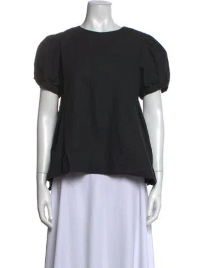 Pre-owned Sandy Liang Crew Neck Long Dress In Black