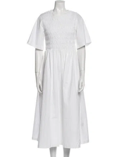 Pre-owned Sandy Liang Crew Neck Long Dress W/ Tags In White