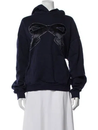 Pre-owned Sandy Liang Crew Neck Long Sleeve Hoodie In Blue