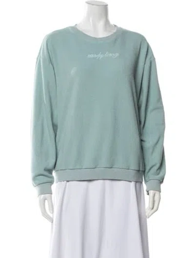 Pre-owned Sandy Liang Crew Neck Long Sleeve Sweatshirt In Blue
