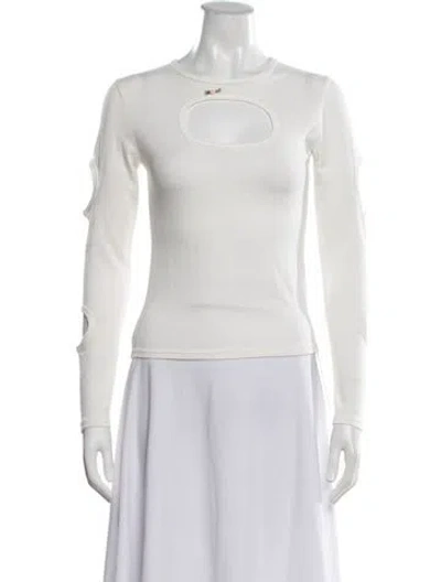Pre-owned Sandy Liang Crew Neck Long Sleeve Top In White