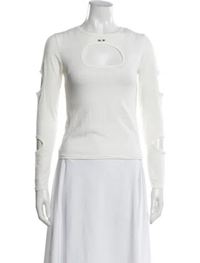 Pre-owned Sandy Liang Crew Neck Long Sleeve Top In White