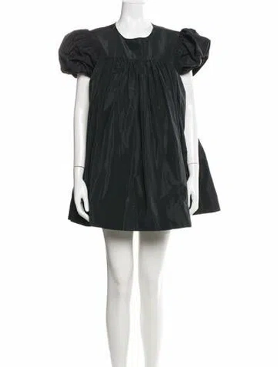 Pre-owned Sandy Liang Crew Neck Mini Dress In Black