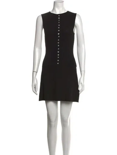 Pre-owned Sandy Liang Crew Neck Mini Dress In Black