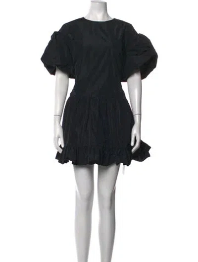 Pre-owned Sandy Liang Crew Neck Mini Dress In Black