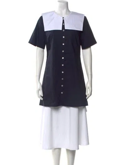 Pre-owned Sandy Liang Crew Neck Mini Dress In Blue