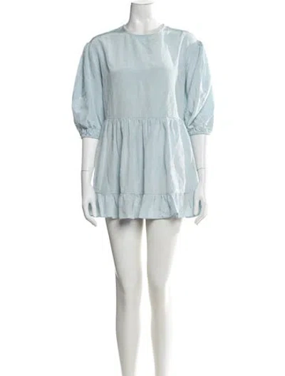 Pre-owned Sandy Liang Crew Neck Mini Dress In Blue