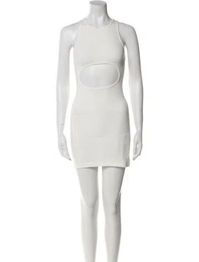 Pre-owned Sandy Liang Crew Neck Mini Dress In Neutral