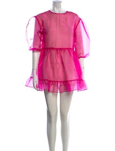 Pre-owned Sandy Liang Crew Neck Mini Dress In Pink