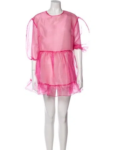 Pre-owned Sandy Liang Crew Neck Mini Dress In Pink