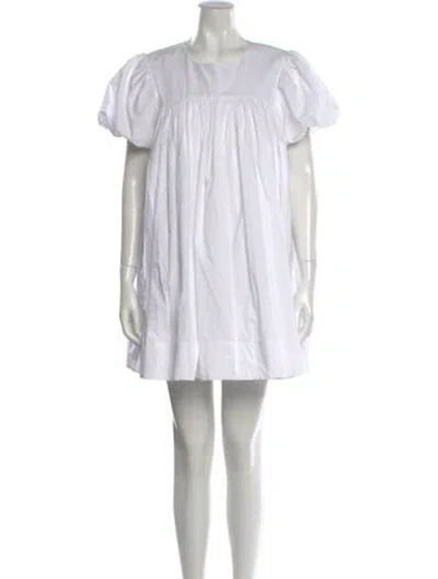 Pre-owned Sandy Liang Crew Neck Mini Dress W/ Tags In White